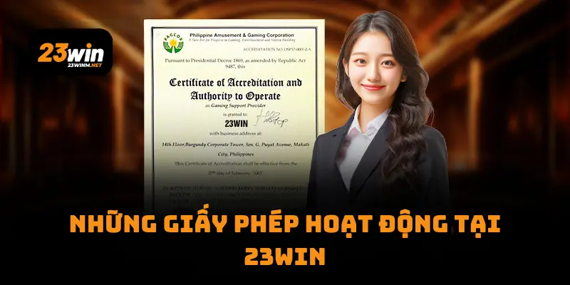 Những giấy phép hoạt động tại 23win